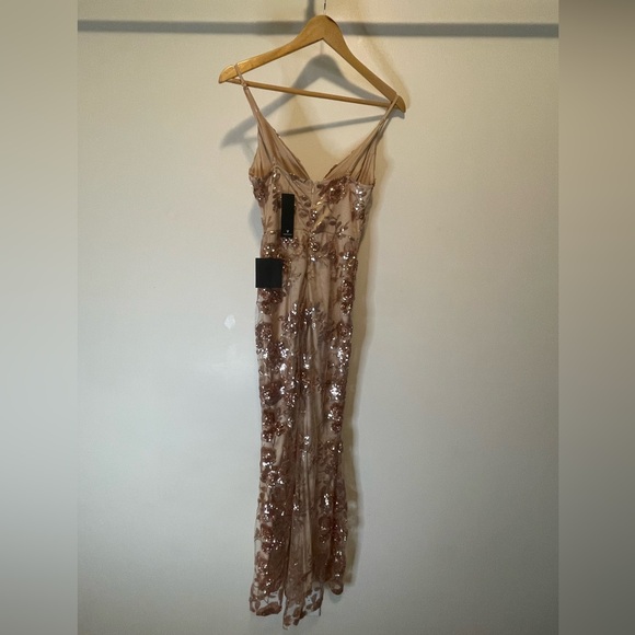 Lulu’s Rose Gold Sequin Mermaid Maxi Dress NWOT - Picture 3 of 10